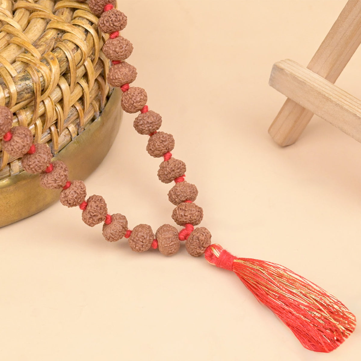 10 Mukhi Rudraksha Mala tassel detail