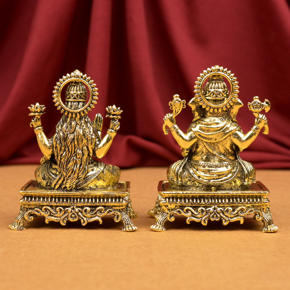 Ganesh Laxmi on Pedestal Chowki Ashtadhatu ldols