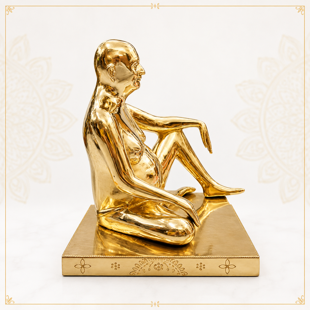 Bhagwan Nityanand Maharaj 9 inch brass idol side view