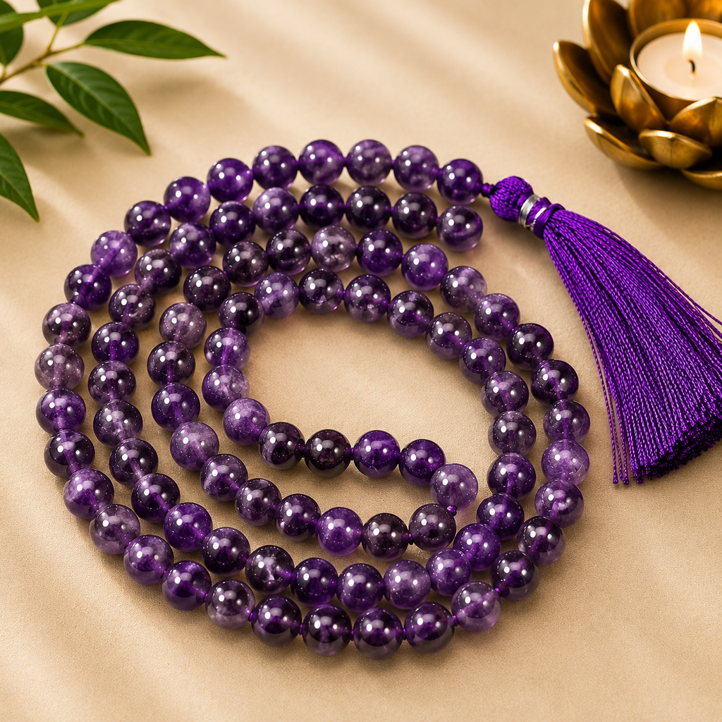 Purple Amethyst Jap Mala 108 Beads