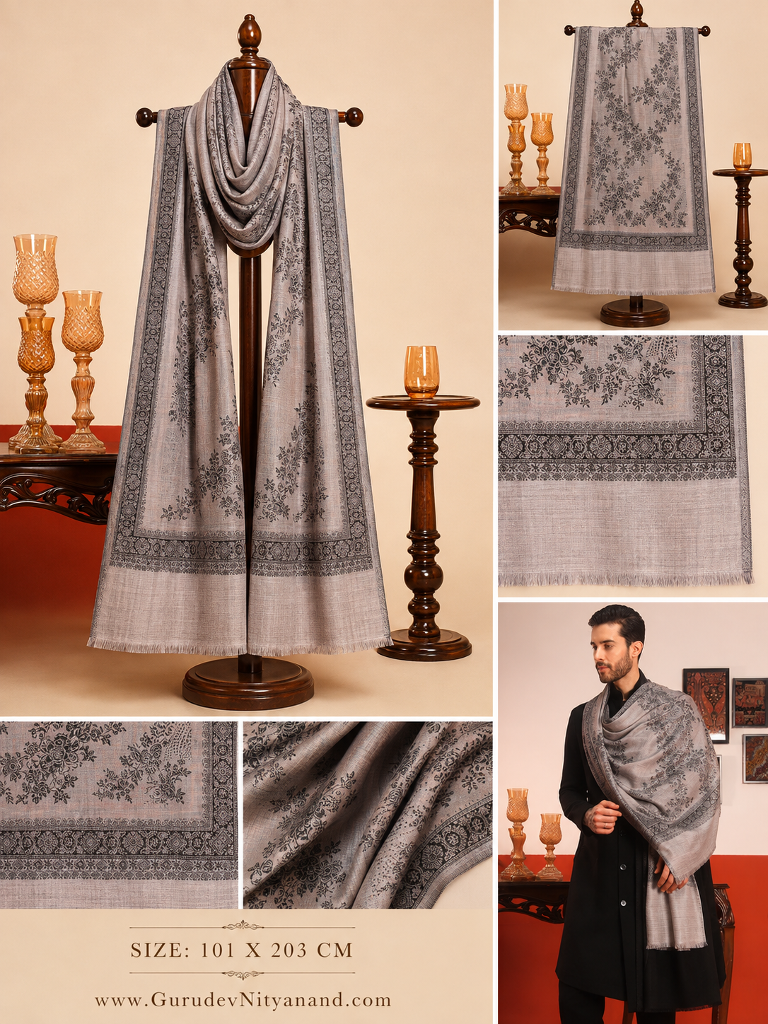 Men Kohsar Kashmiri Jamawar Woven Shawl (Size: 101X203 CM)