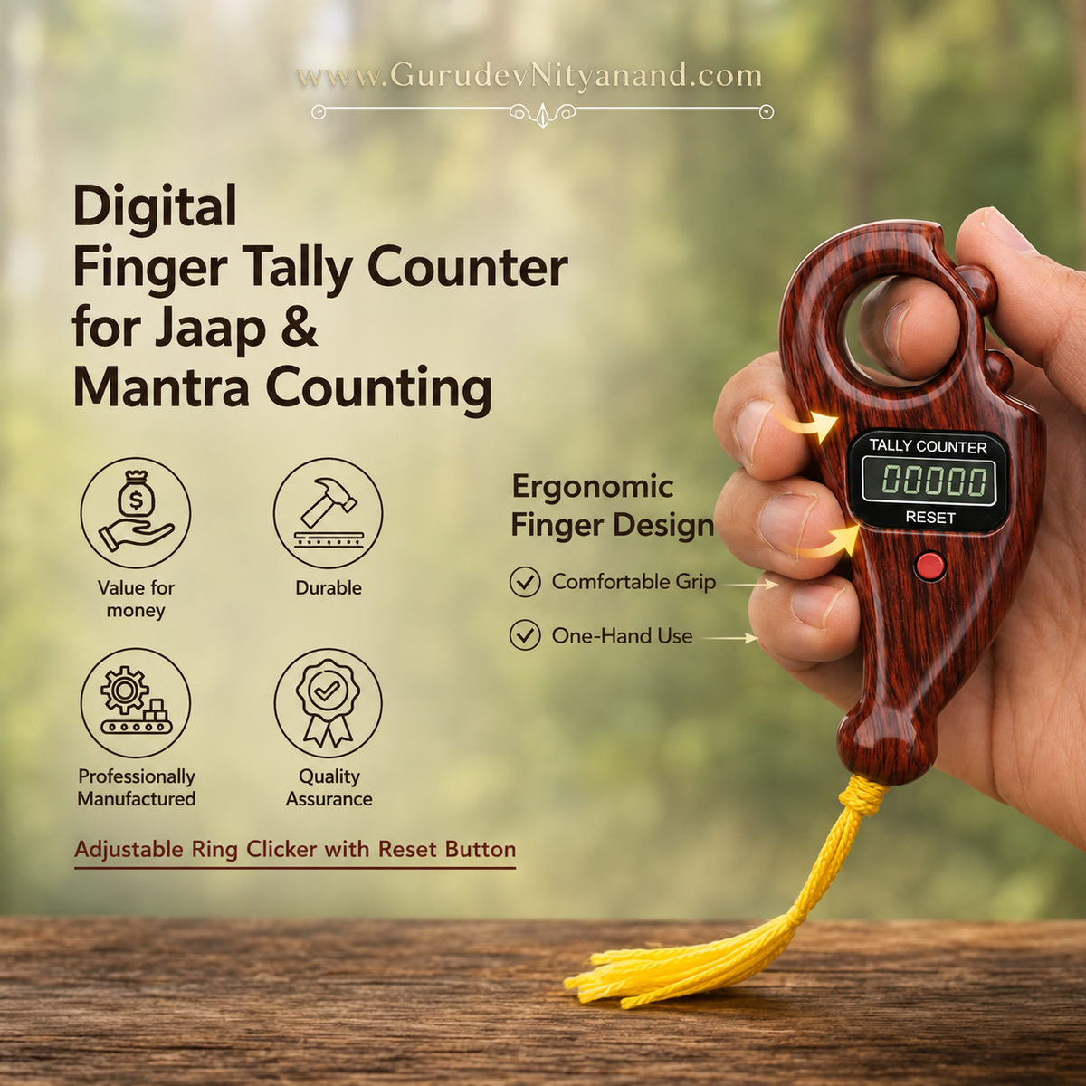 Digital Finger Counter Ring for Jaap Mala Beads Counter Wooden Design