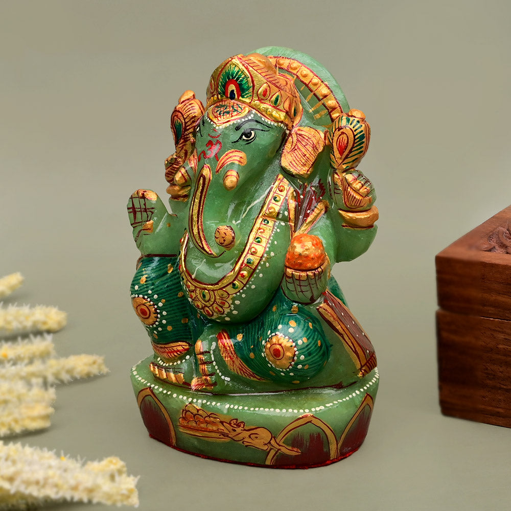 Exotic Ganesh Green Jade Idol - 676 gms
