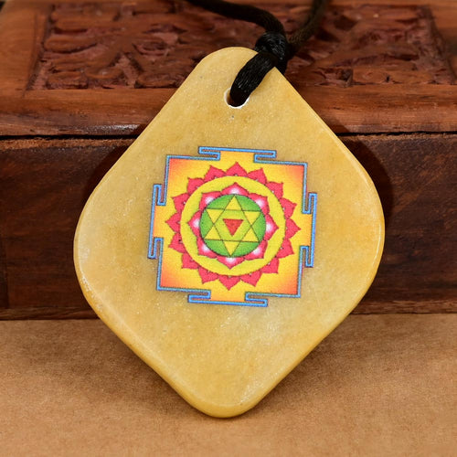 Baglamukhi Yantra Pendant on Yellow Jade