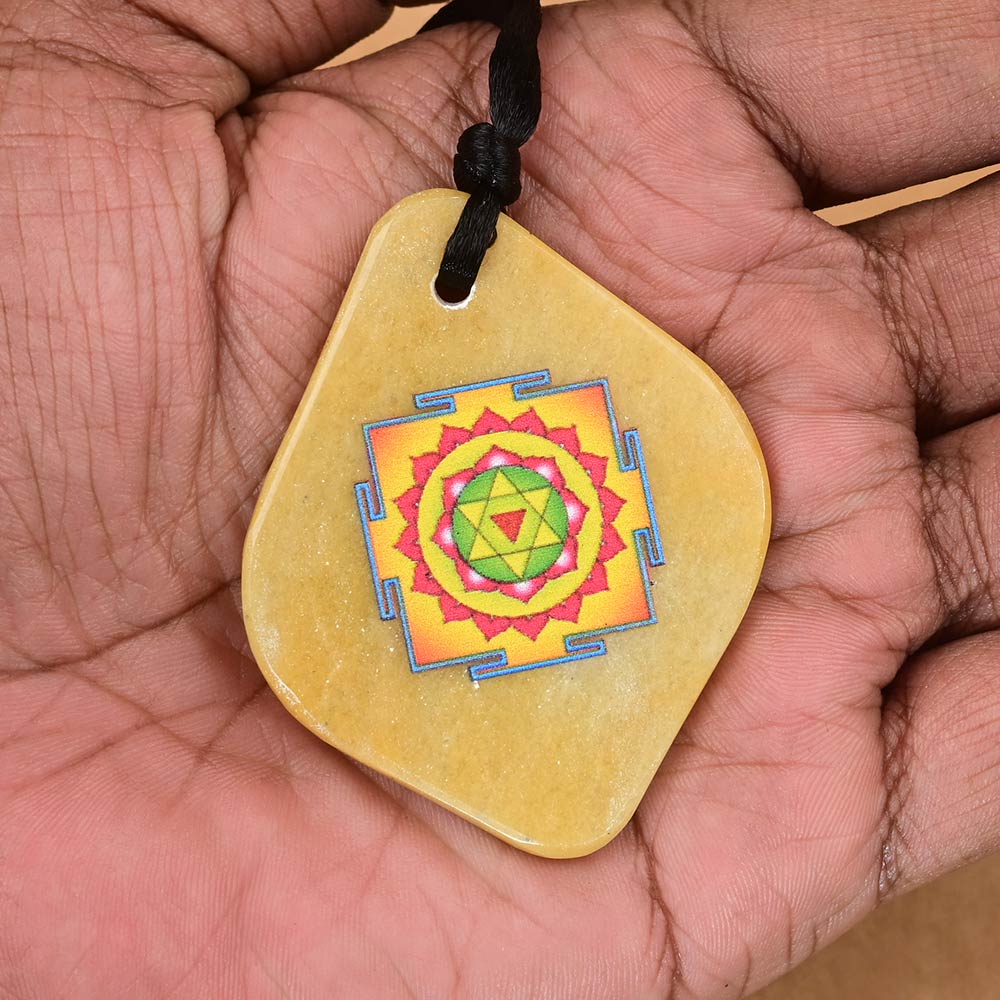 Baglamukhi Yantra Pendant on Yellow Jade