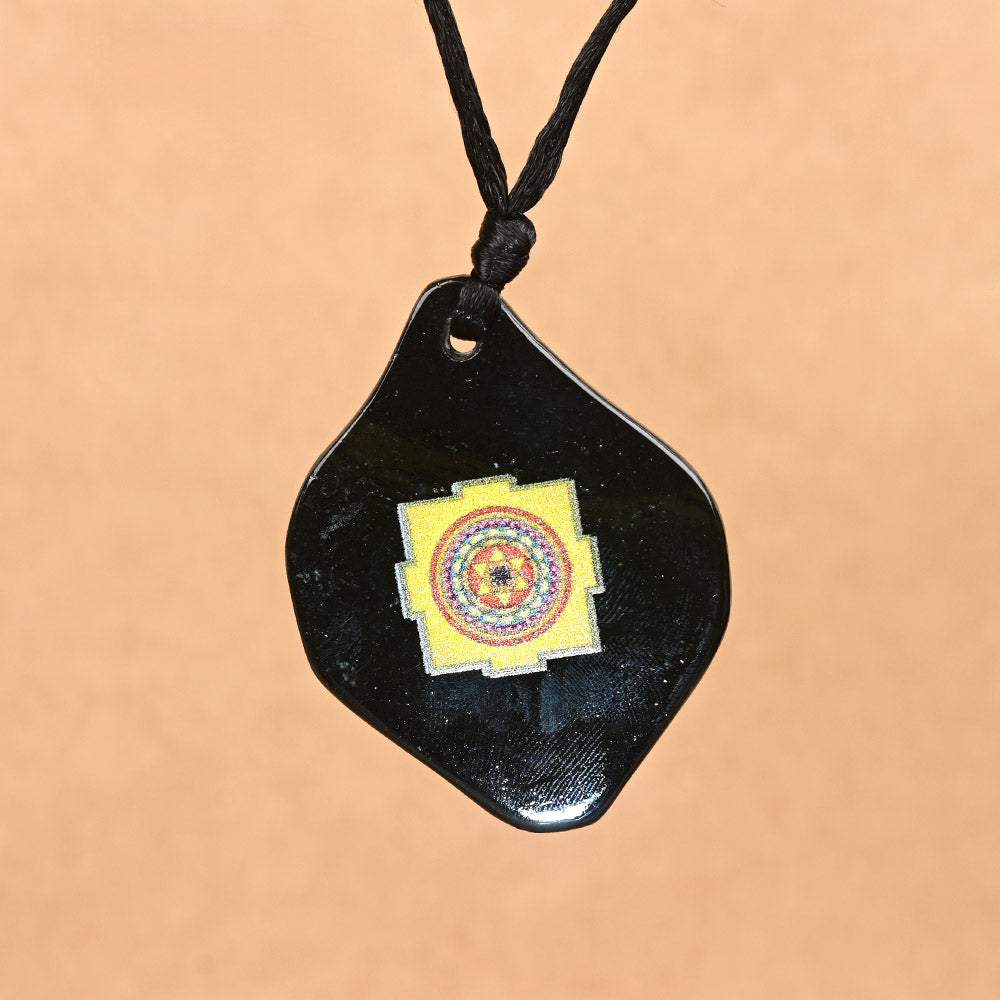 Kuber Yantra Pendant on Black Jade