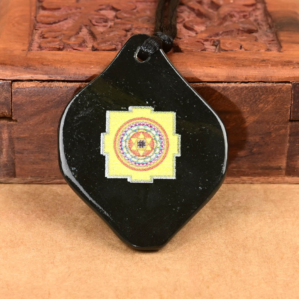 Kuber Yantra Pendant on Black Jade