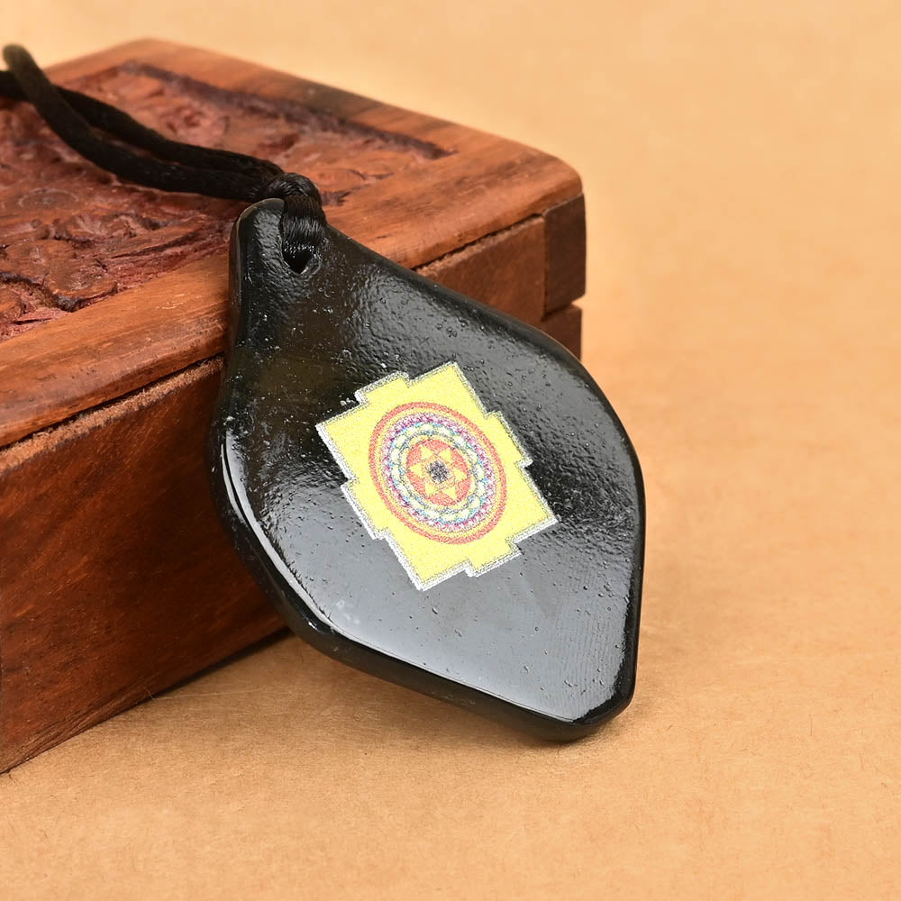 Kuber Yantra Pendant on Black Jade