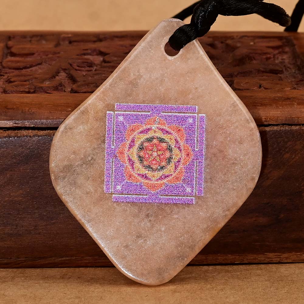 Maha Mrityunjay Yantra Pendant on Orange Jade