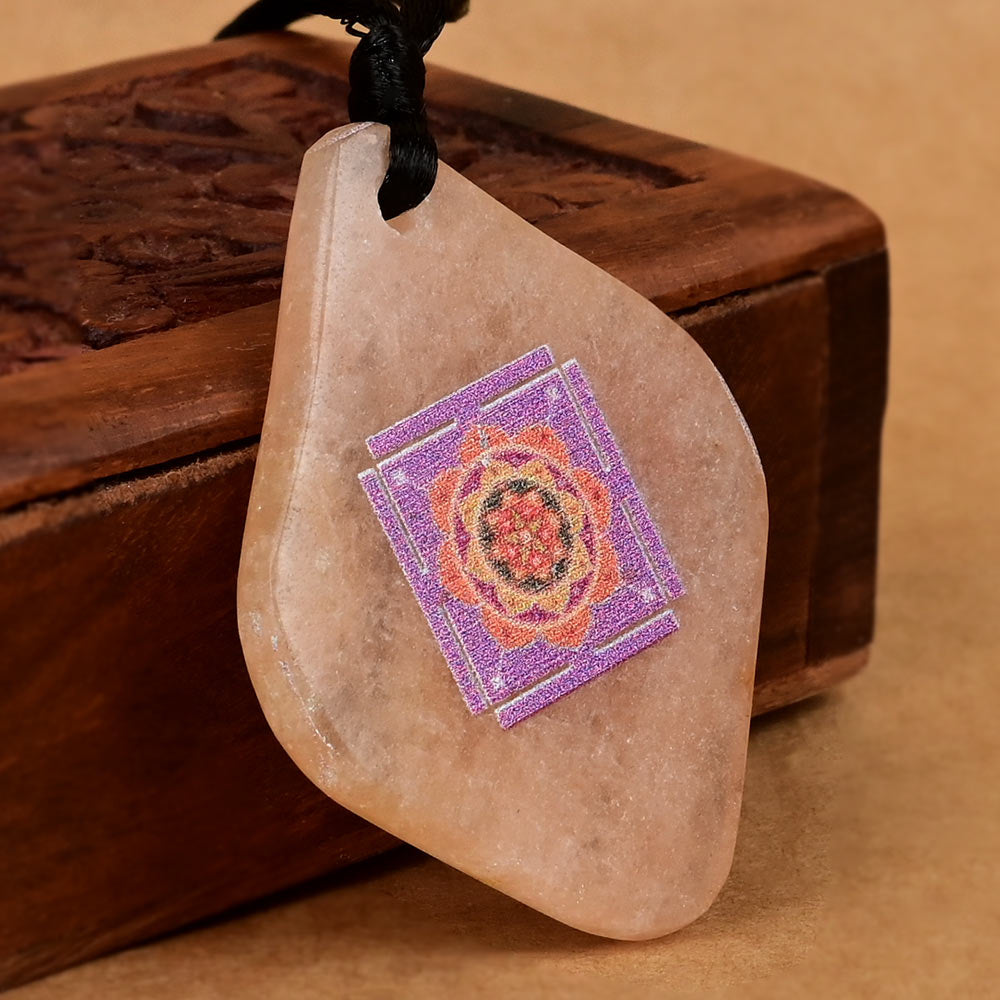Maha Mrityunjay Yantra Pendant on Orange Jade
