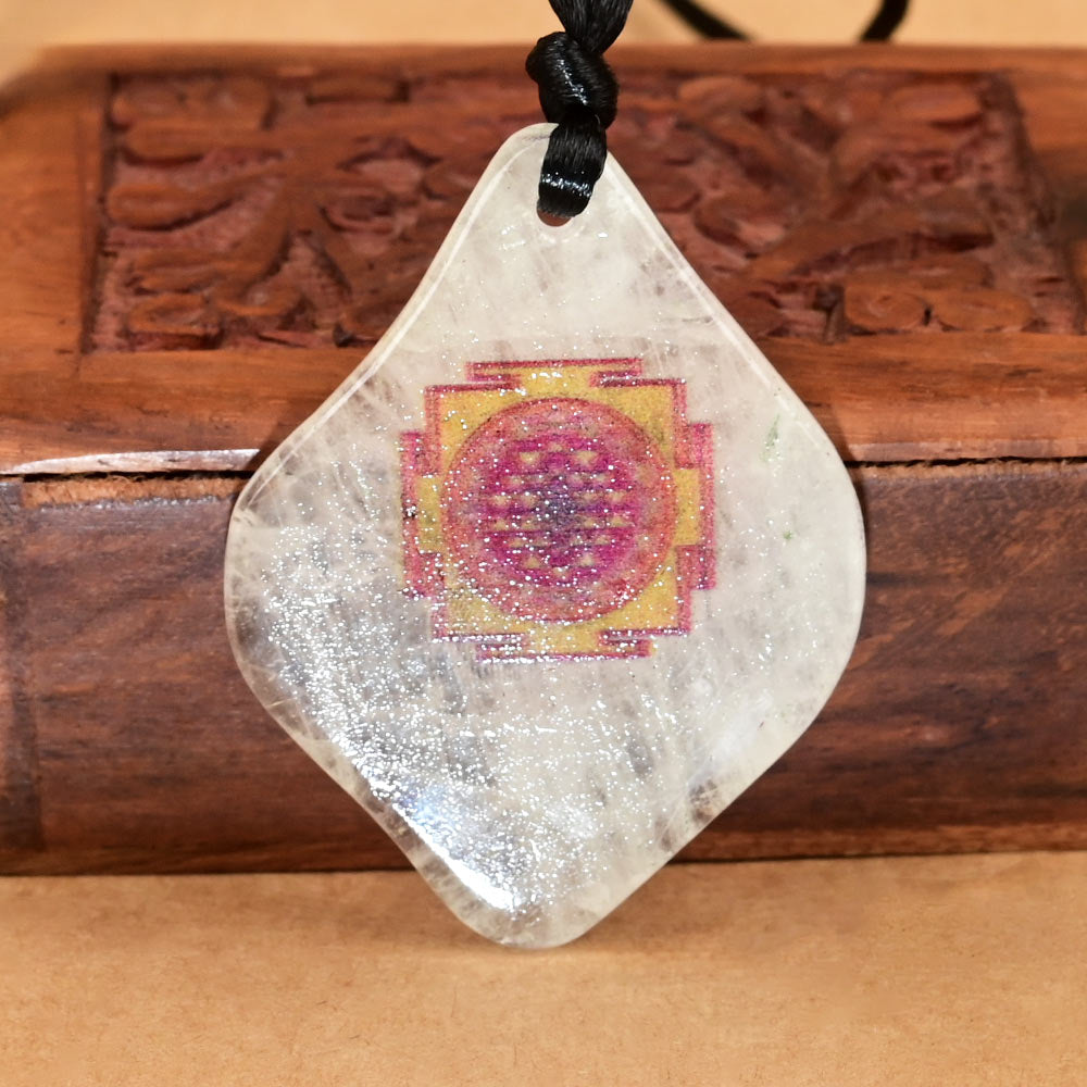 Shree yantra Pendant on White Agate