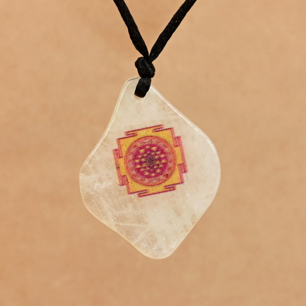 Shree yantra Pendant on White Agate