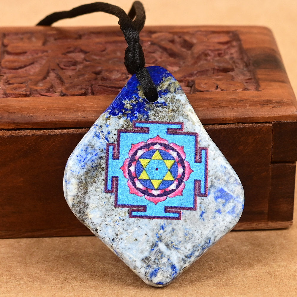 Saraswati Yantra Pendant on Lapis Lazuli