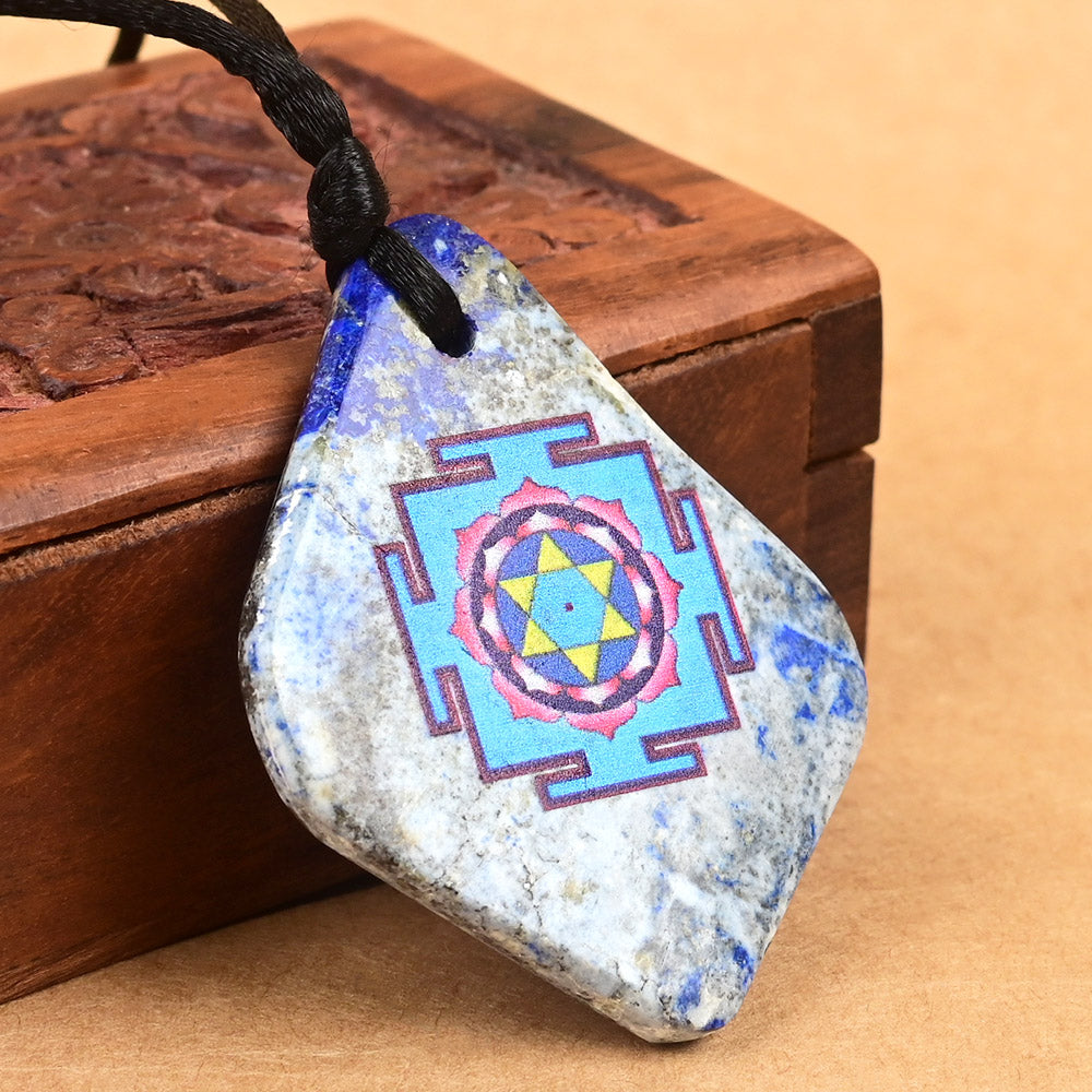 Saraswati Yantra Pendant on Lapis Lazuli