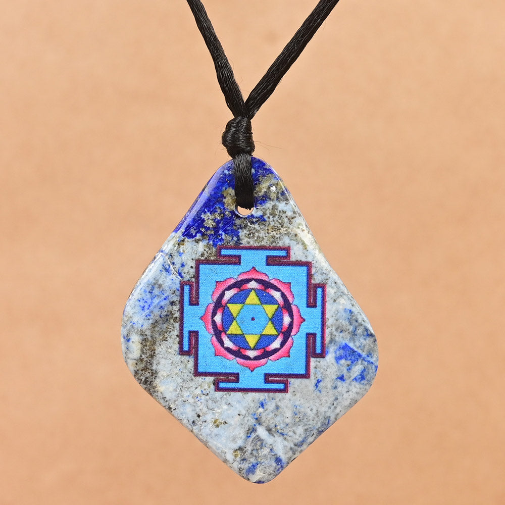 Saraswati Yantra Pendant on Lapis Lazuli