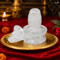 Pure Sphatik 4-Face Shiva Lingam with Nandi Abhishek — 5 Inch
