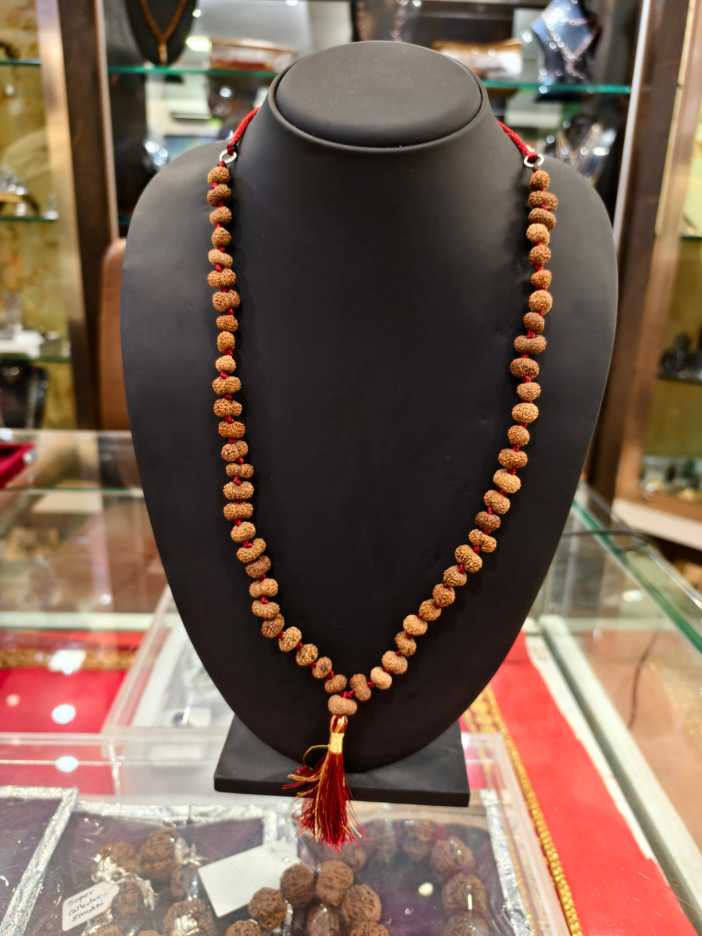 Natural 14 Mukhi Rudraksha Mala – 54+1 Beads | Hanuman Rudraksha Mala