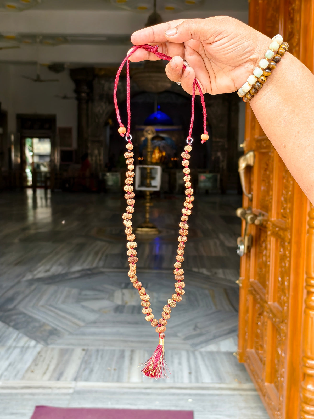 Natural 14 Mukhi Rudraksha Mala – 54+1 Beads | Hanuman Rudraksha Mala