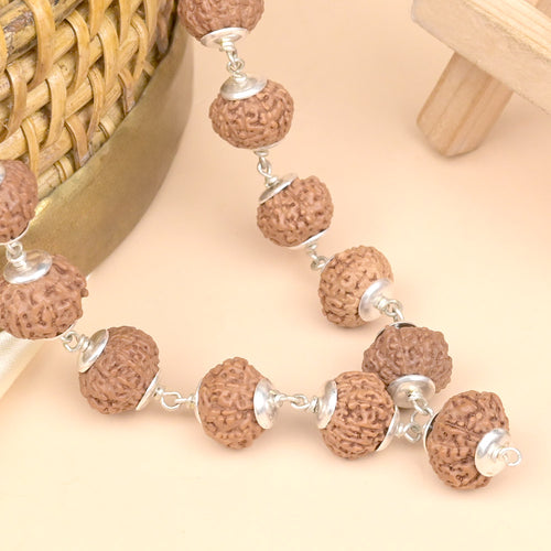 10 Mukhi Rudraksha Silver Plain Caps Mala