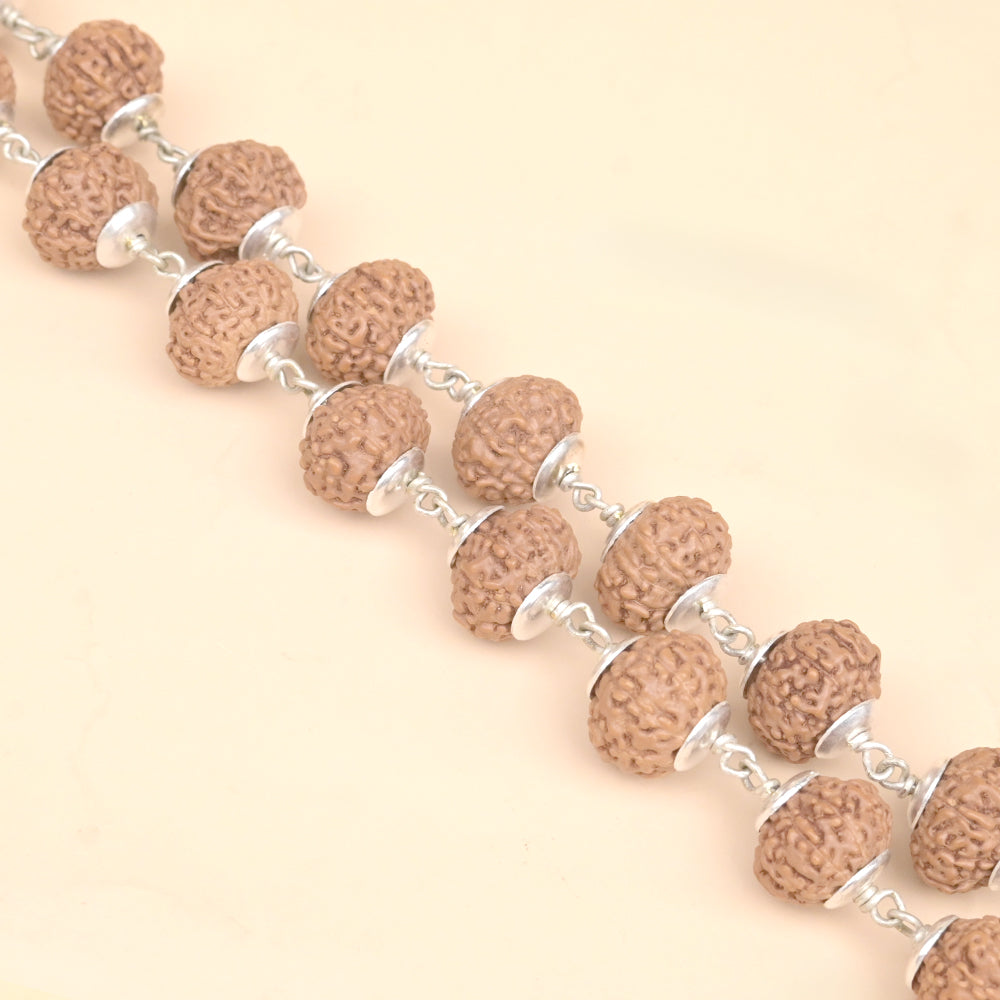 10 Mukhi Rudraksha Silver Plain Caps Mala