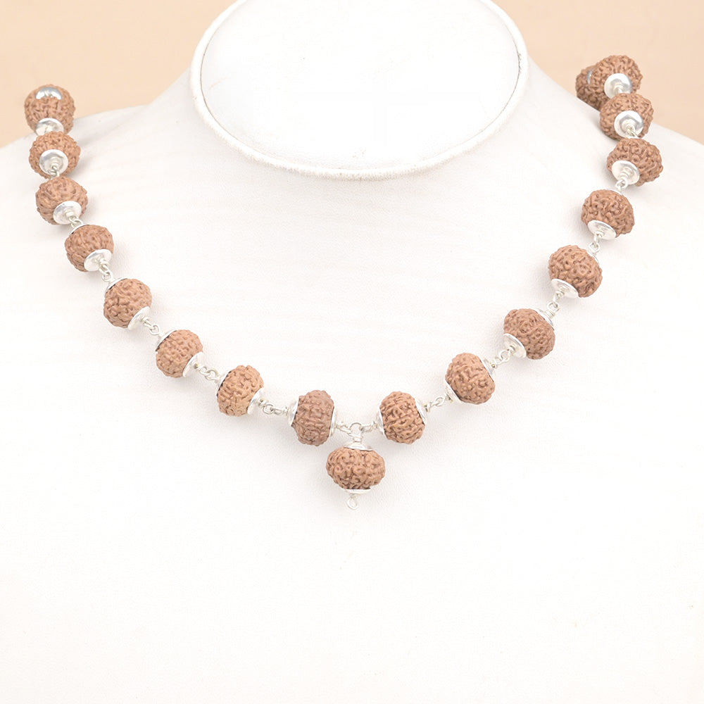 10 Mukhi Rudraksha Silver Plain Caps Mala