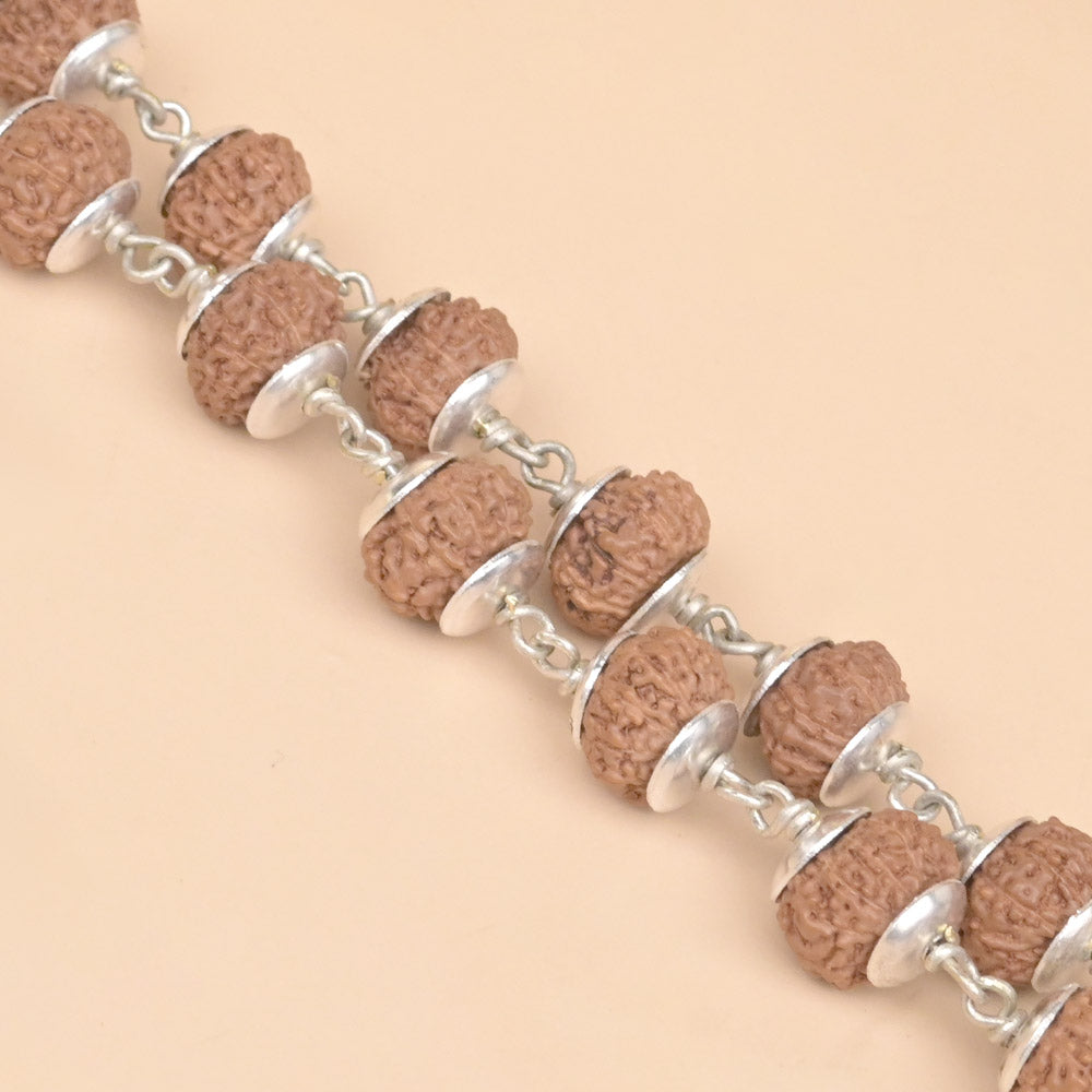 10 Mukhi Rudraksha Silver Plain Caps Mala