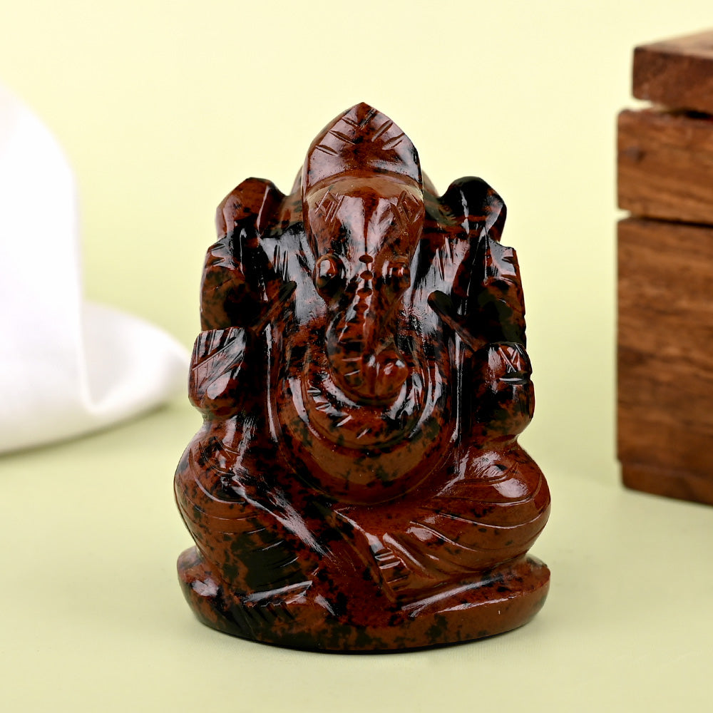 Mahogany Obsidian Ganesha ldol - 86 gms