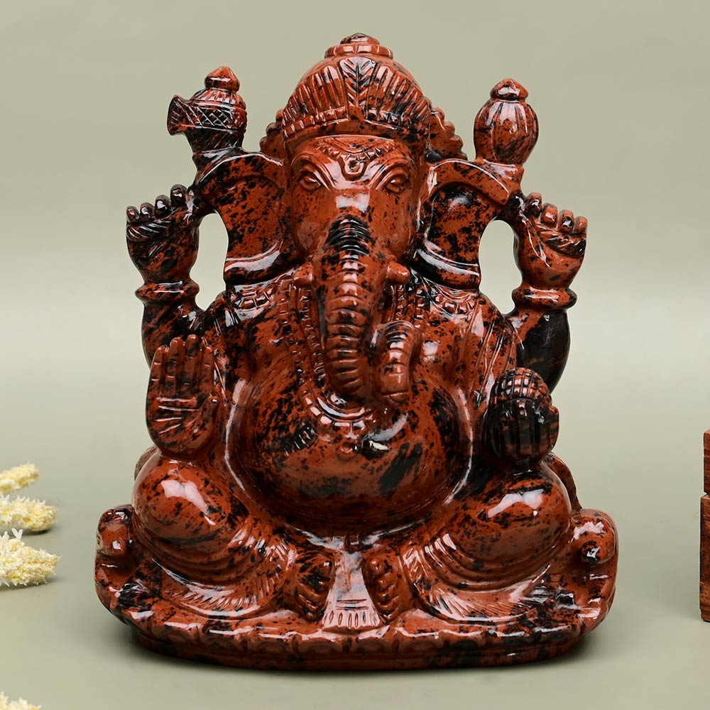 Mahogany Obsidian Ganesha ldol - 1.677 kgs