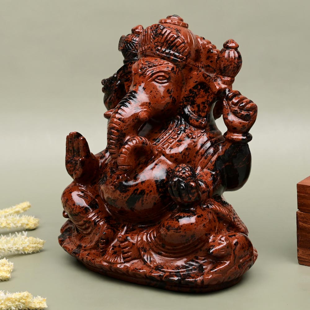 Mahogany Obsidian Ganesha ldol - 1.677 kgs