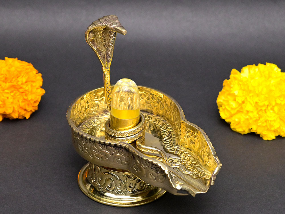 Sphatik Lingam in Brass Jaldhari