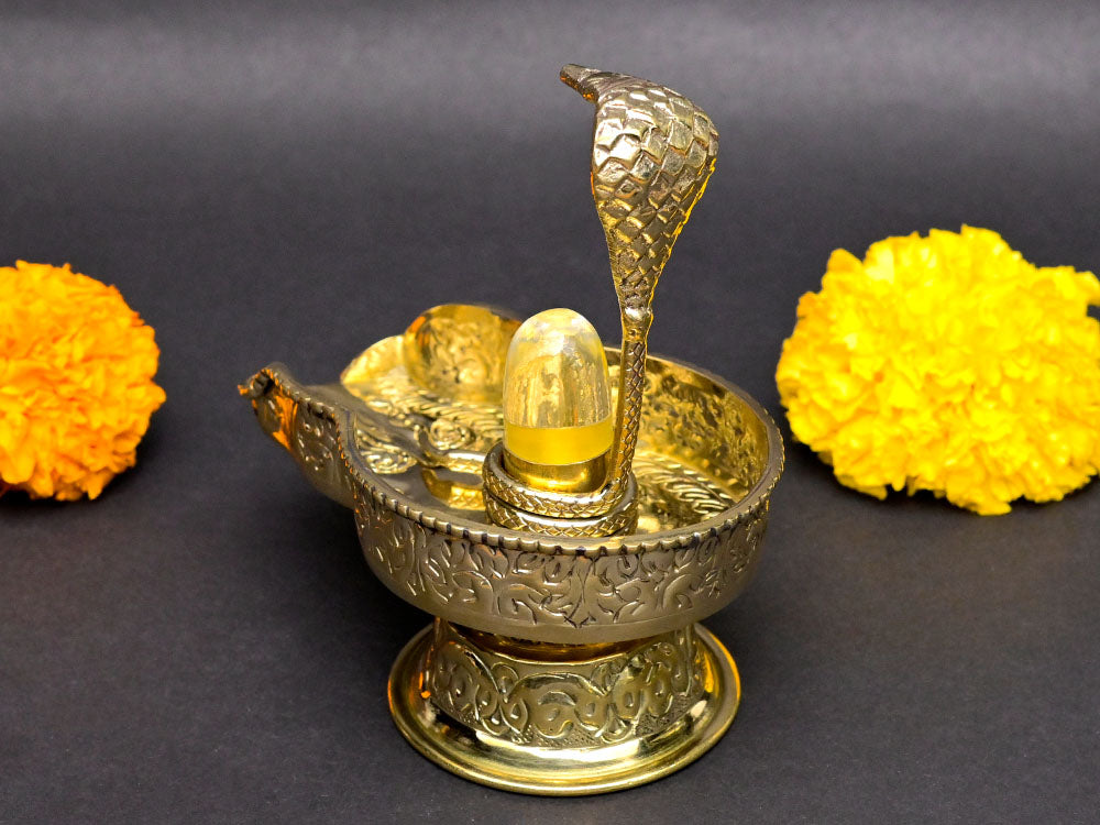 Sphatik Lingam in Brass Jaldhari