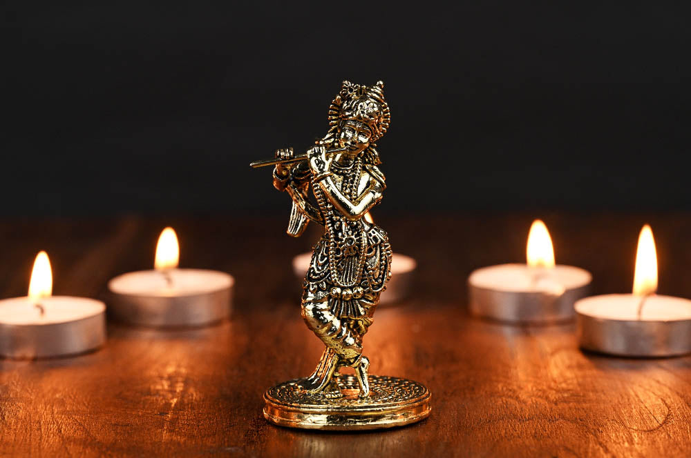 Bansuri Krishna Ashtadhatu ldol