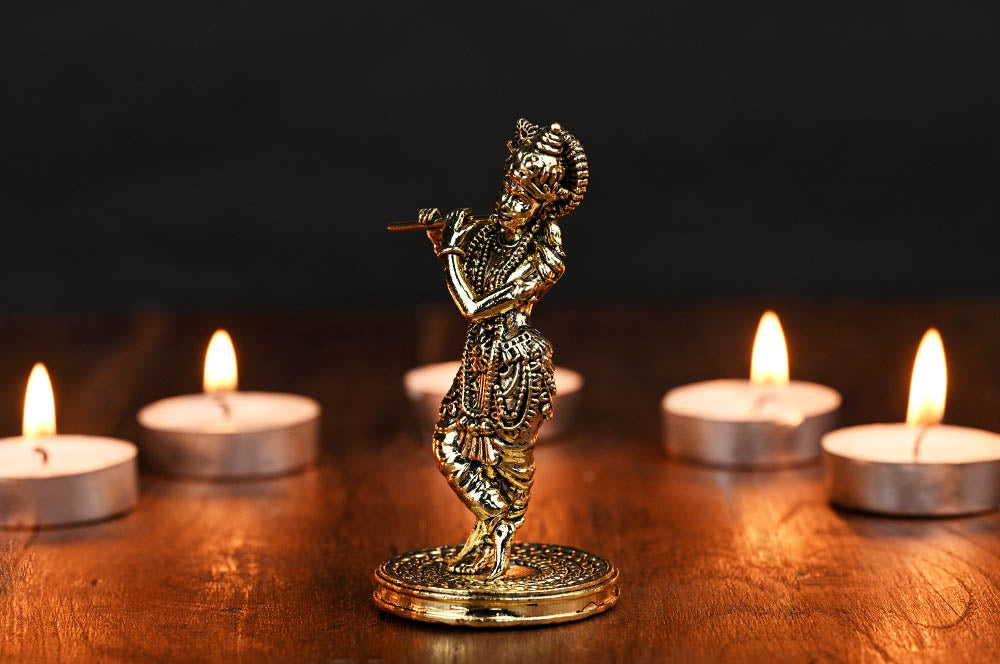 Bansuri Krishna Ashtadhatu ldol