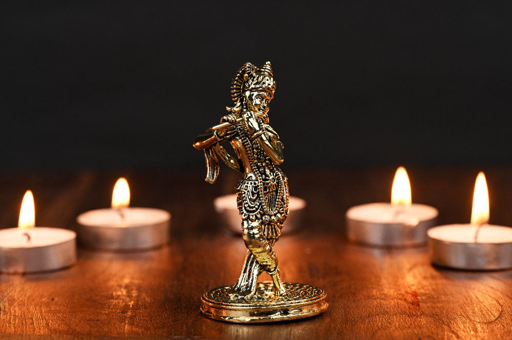 Bansuri Krishna Ashtadhatu ldol
