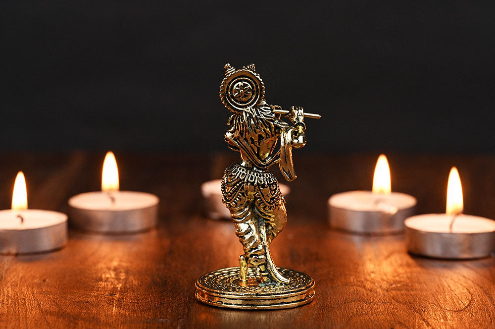 Bansuri Krishna Ashtadhatu ldol