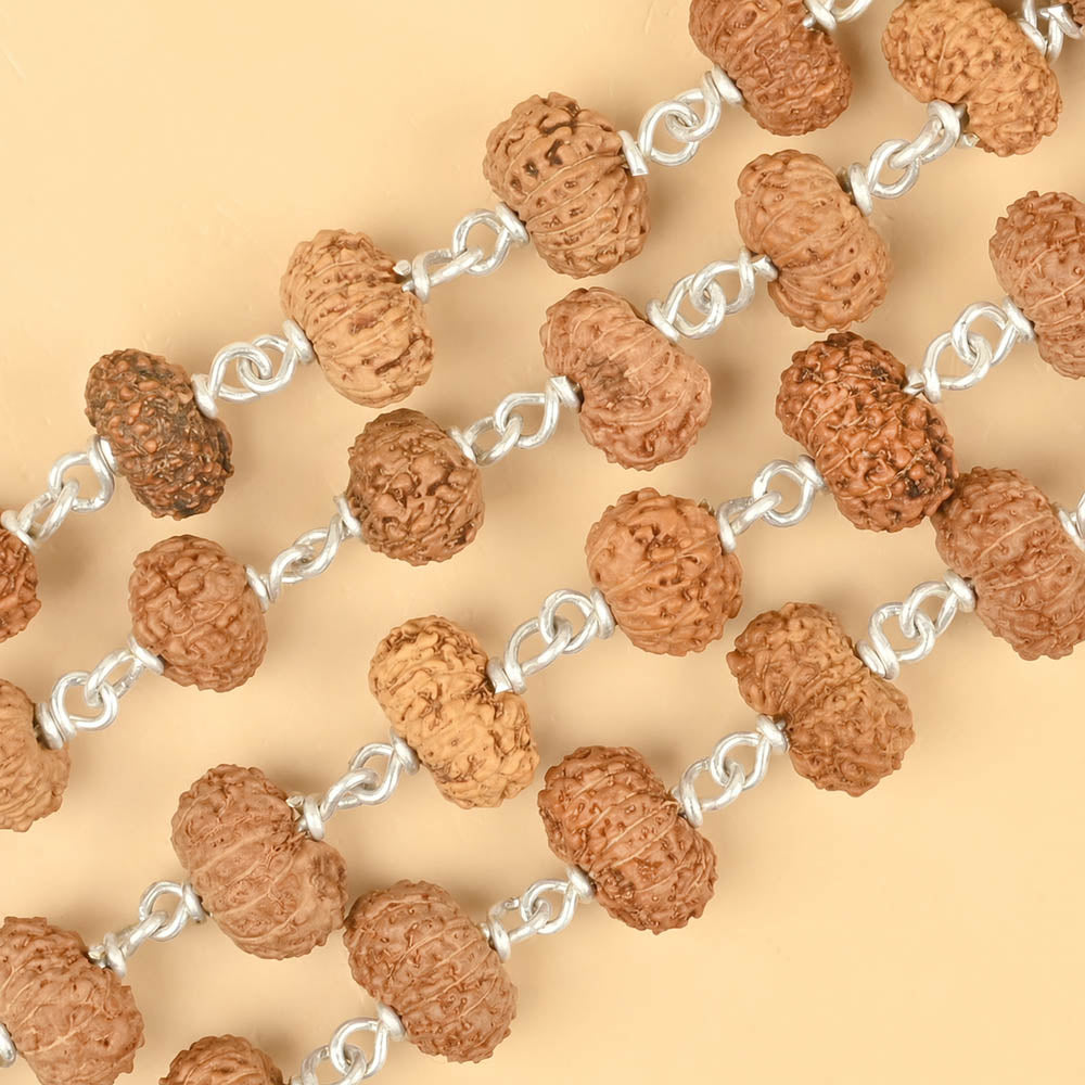 14 Mukhi Rudraksha 925 Silver Wire Mala