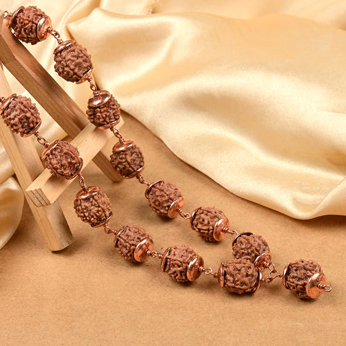 5 Mukhi Nepali Rudraksha Copper Caps Kantha Mala