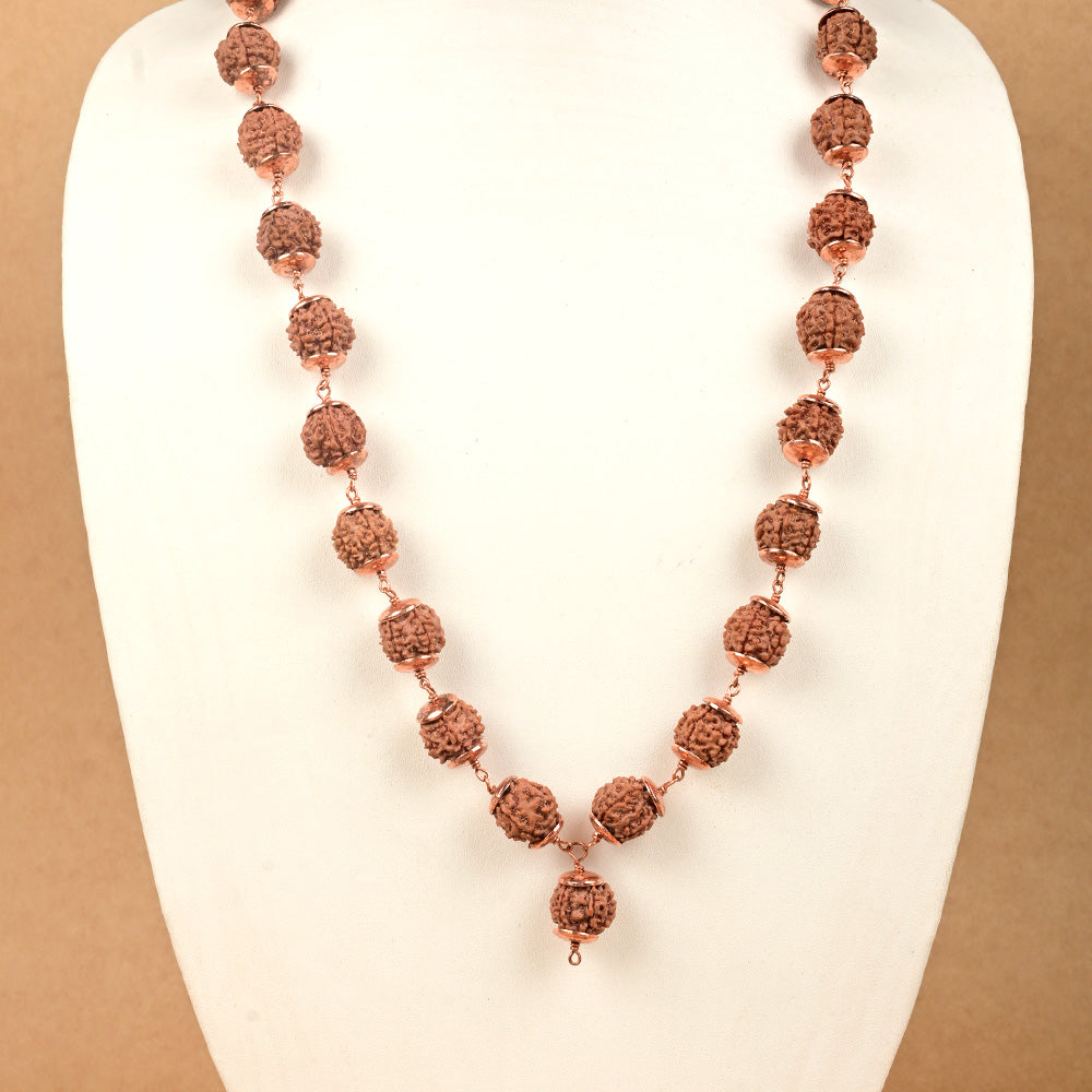 5 Mukhi Nepali Rudraksha Copper Caps Kantha Mala
