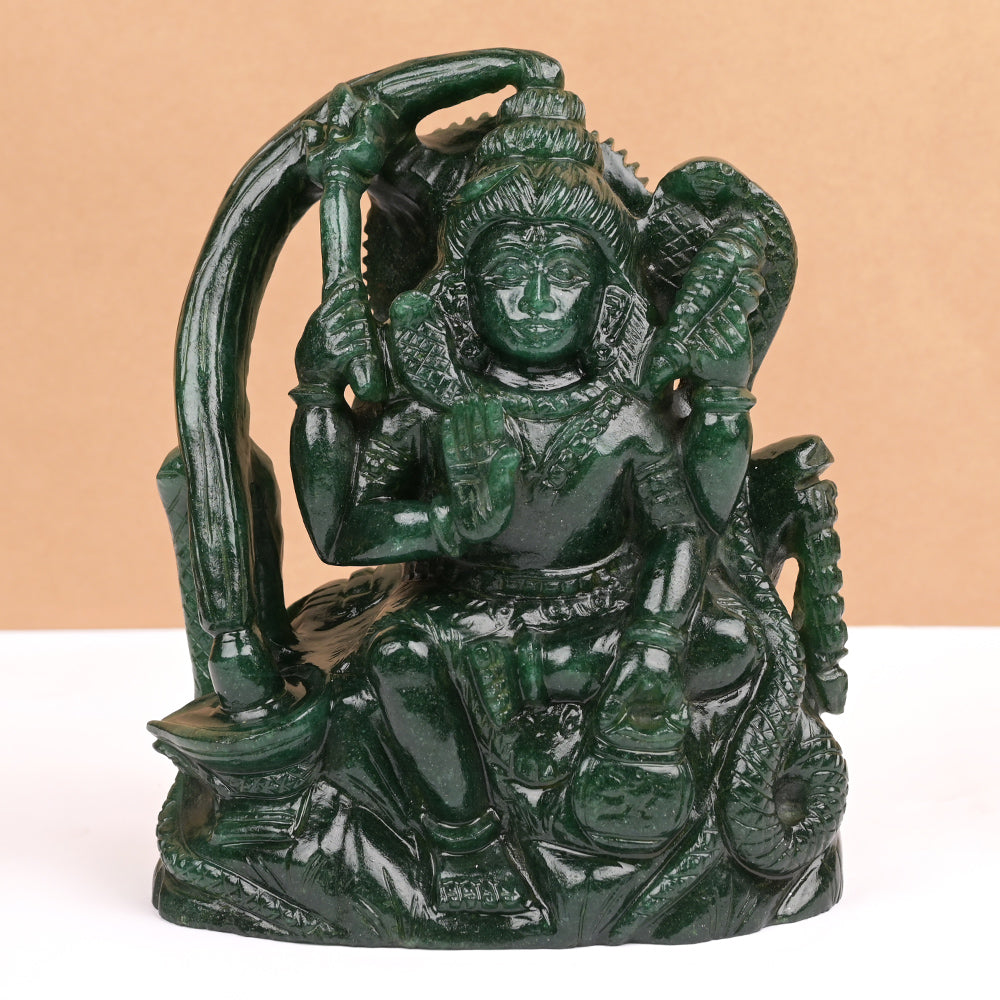 Creen Jade Shiva Murti with Nandi -1.722 Kg