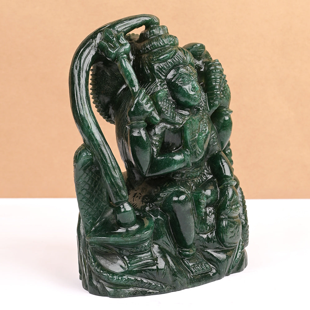 Creen Jade Shiva Murti with Nandi -1.722 Kg