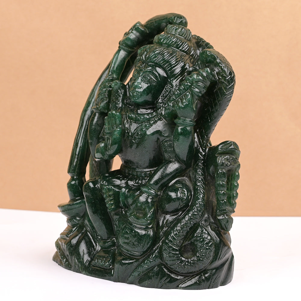 Creen Jade Shiva Murti with Nandi -1.722 Kg