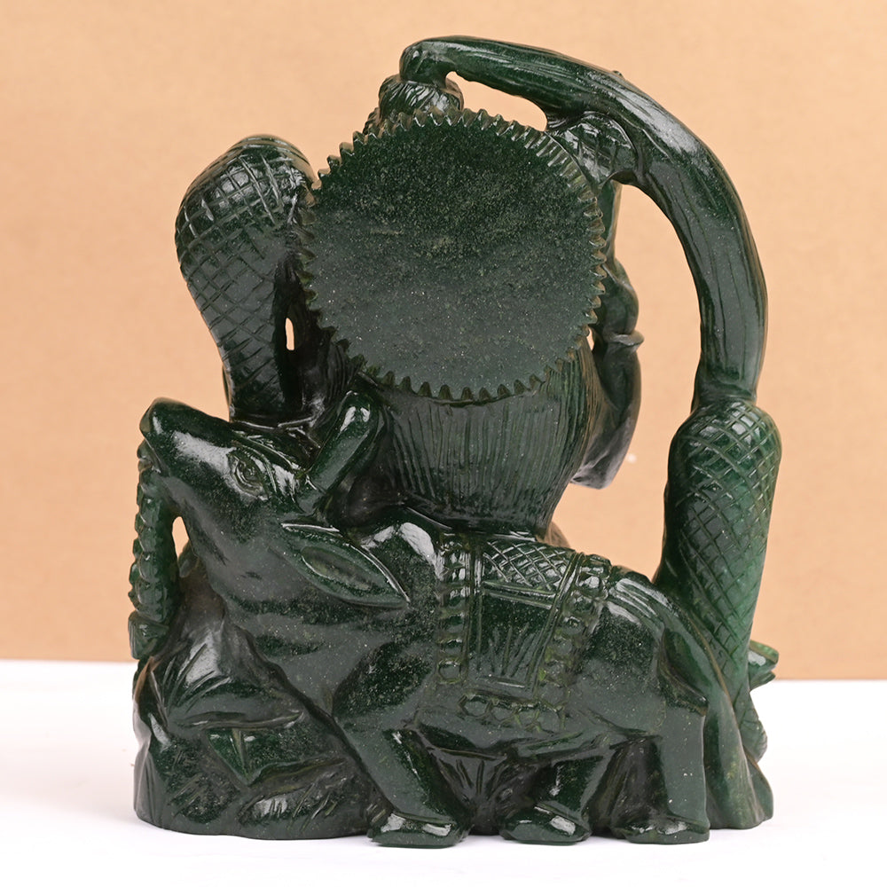 Creen Jade Shiva Murti with Nandi -1.722 Kg