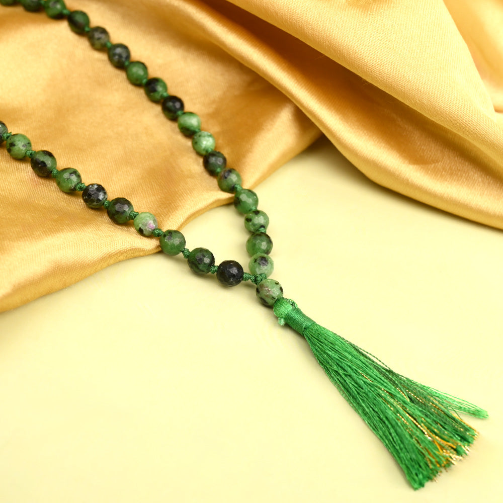 Ruby Zoisite Faceted Beads Mala