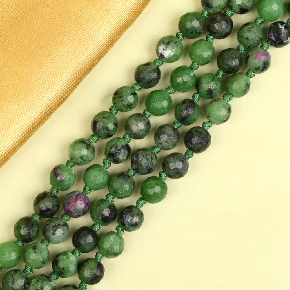 Ruby Zoisite Faceted Beads Mala