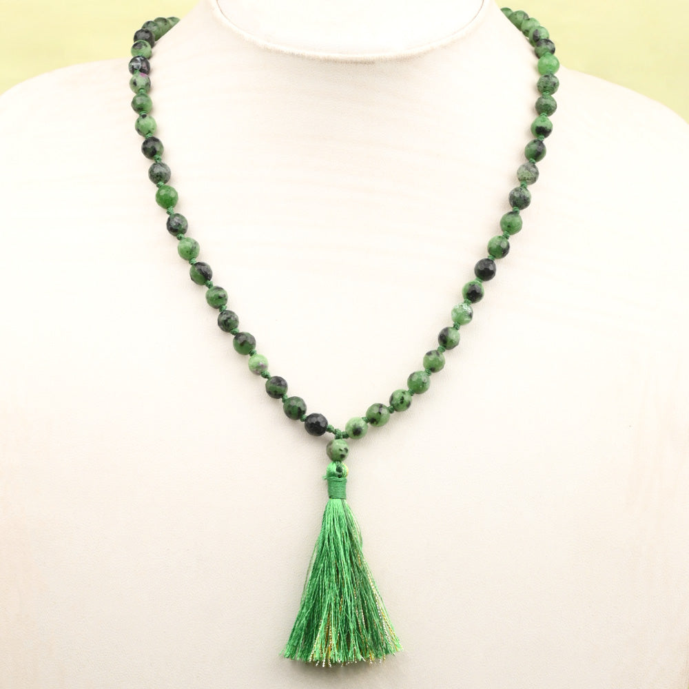 Ruby Zoisite Faceted Beads Mala