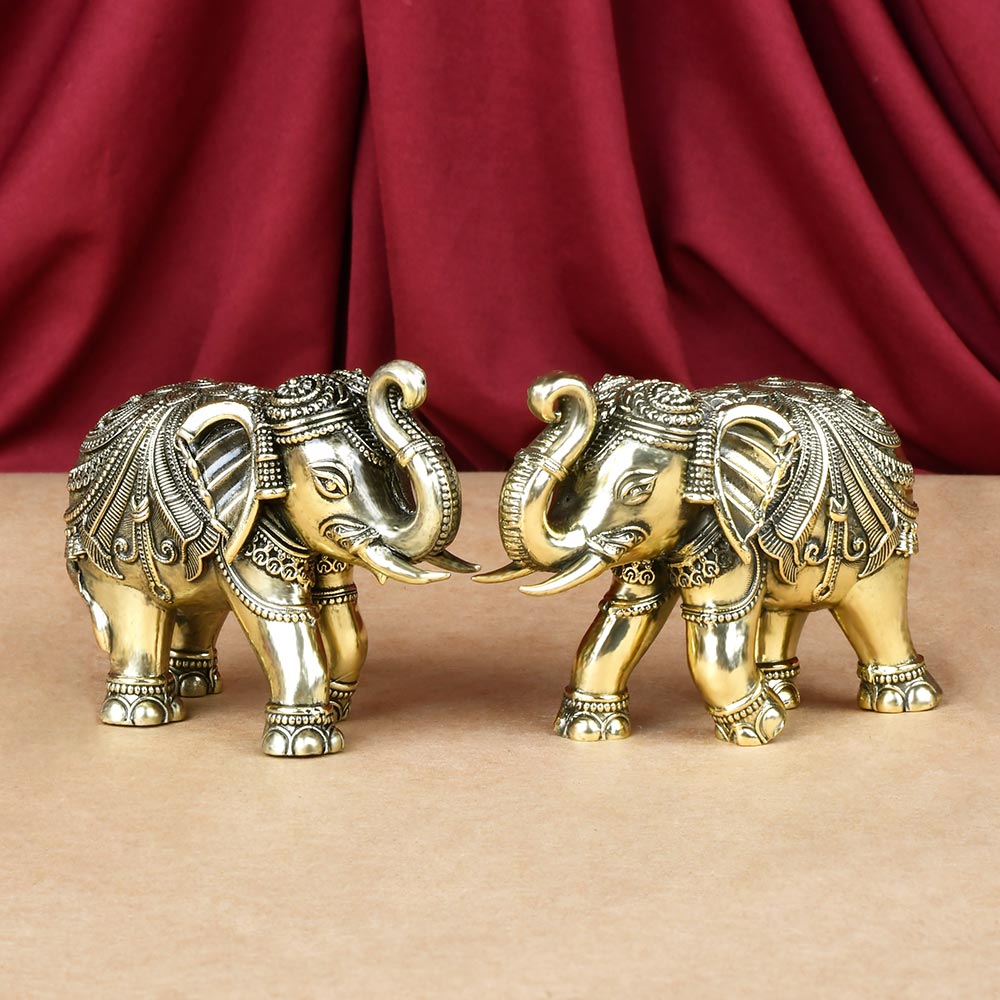 Elephant Gajeshwar Ashtadhatu ldol Set Of 2