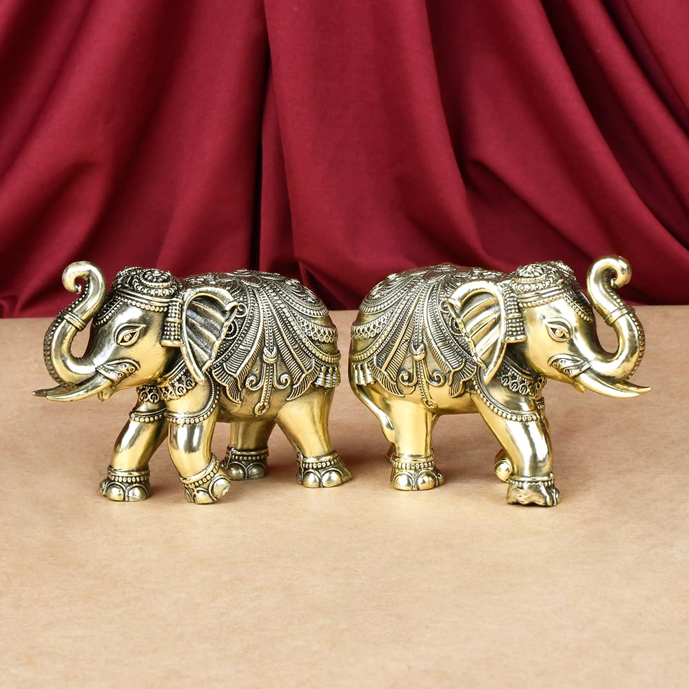 Elephant Gajeshwar Ashtadhatu ldol Set Of 2