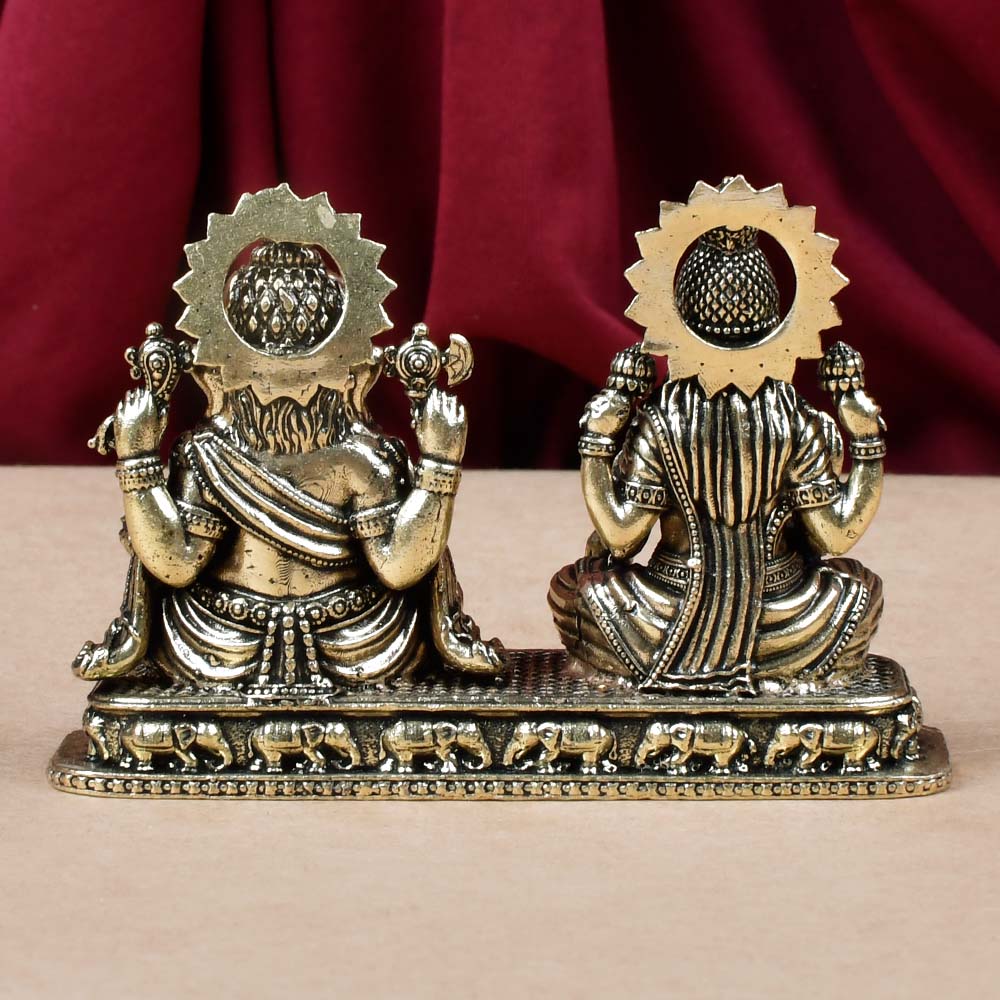 Laxmi Ganesh on Pedestal Ashtadhatu ldol