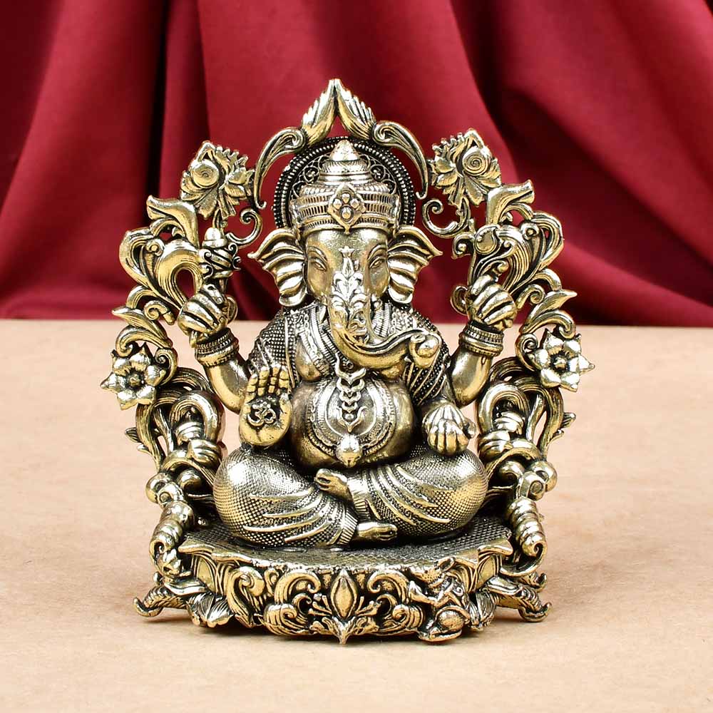 Lord Ganesh with Floral Frame Ashtadhatu ldol