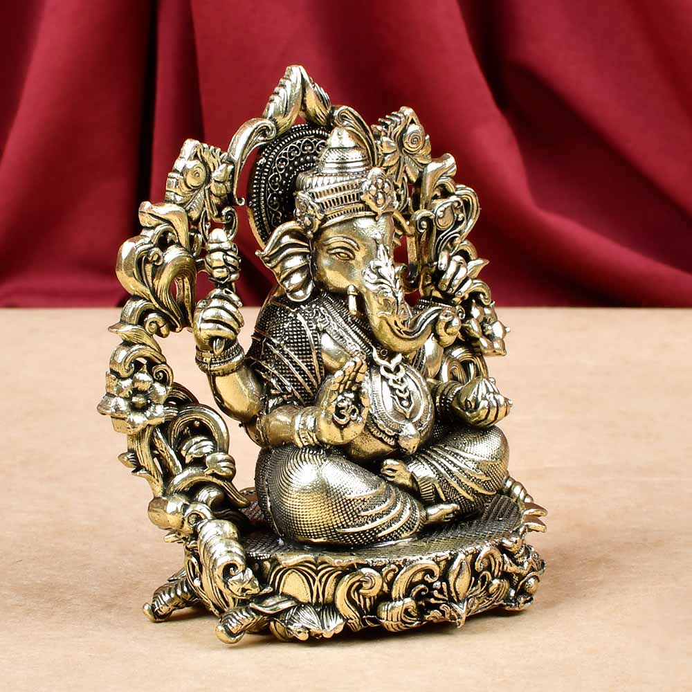 Lord Ganesh with Floral Frame Ashtadhatu ldol